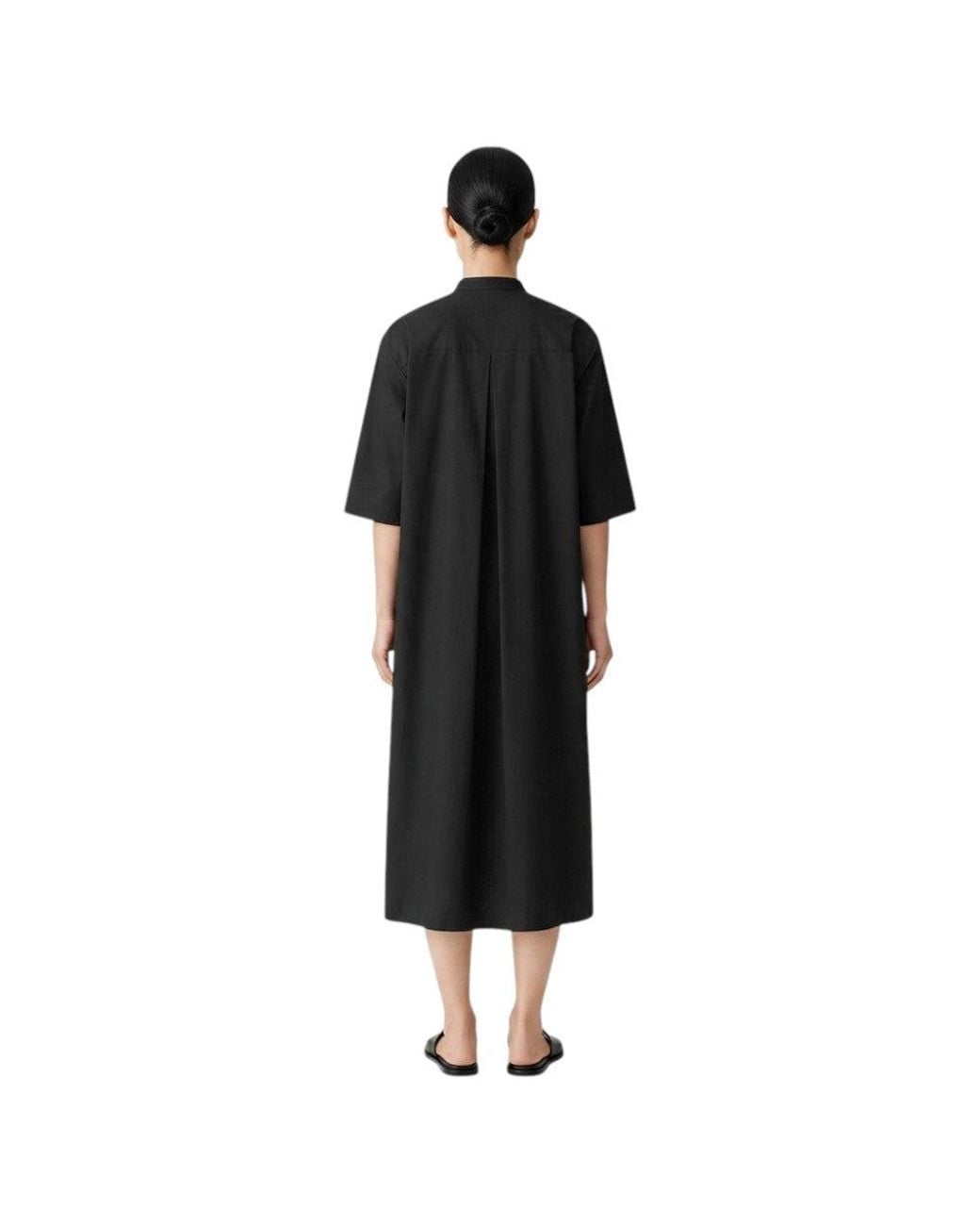 Studio Nicholson Black Mandarin Collar Midi Dress
