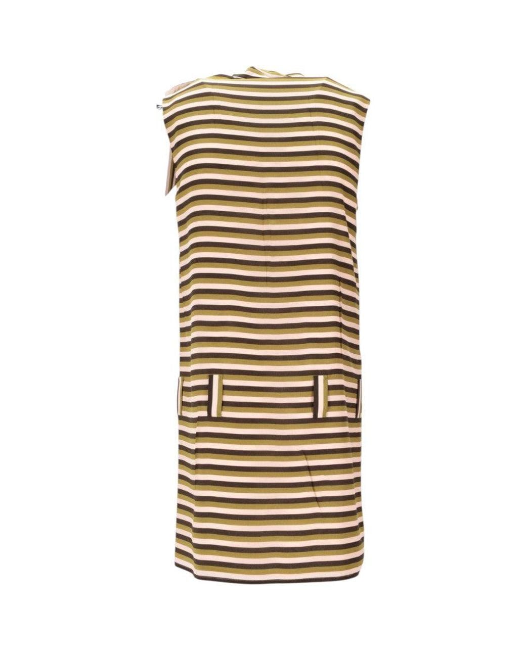 Miu Miu Metallic Stripes Halter Neck Dress