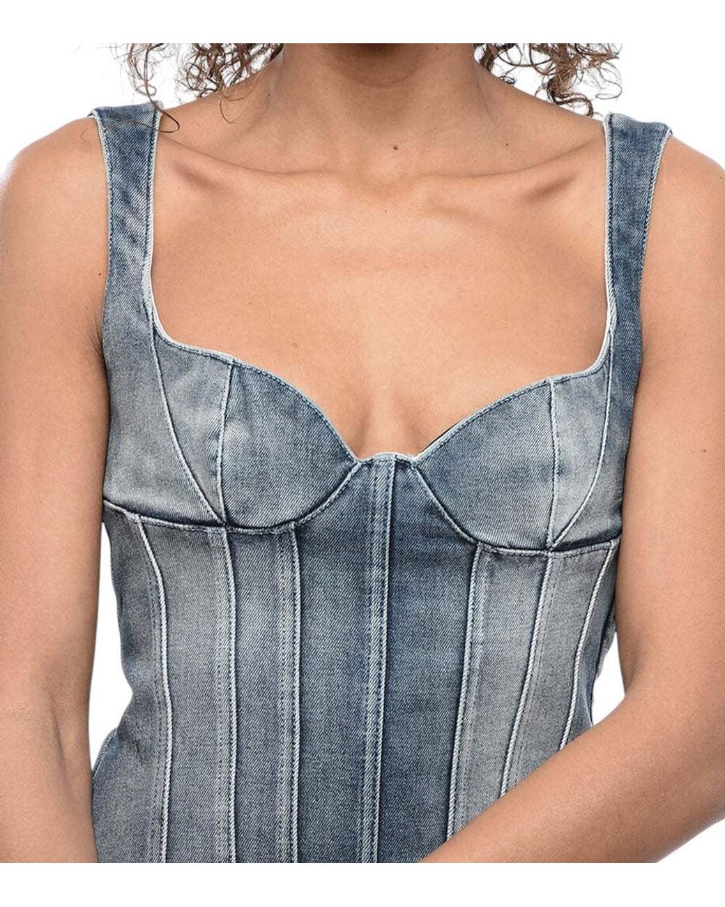 Off-White c/o Virgil Abloh Blue Sweet Heart Neck Mini Dress