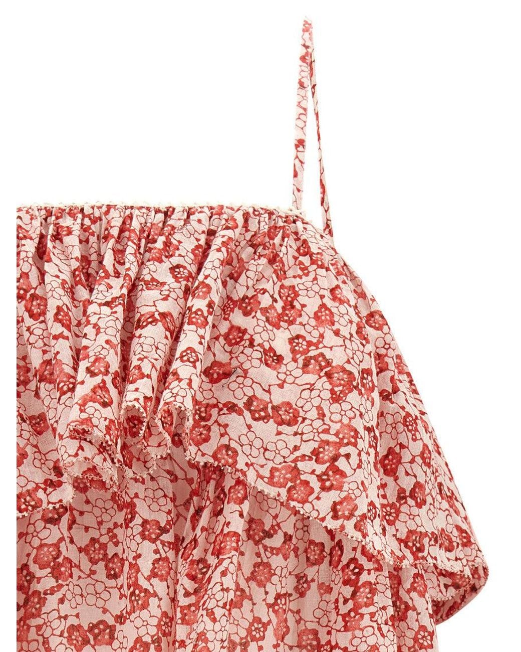 Isabel Marant Red Flower Print Crop Top