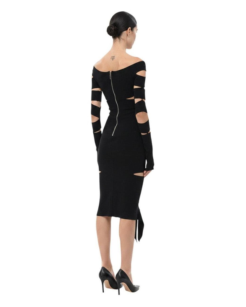 Off-White c/o Virgil Abloh Black Off Shoulder Knee Length Dress