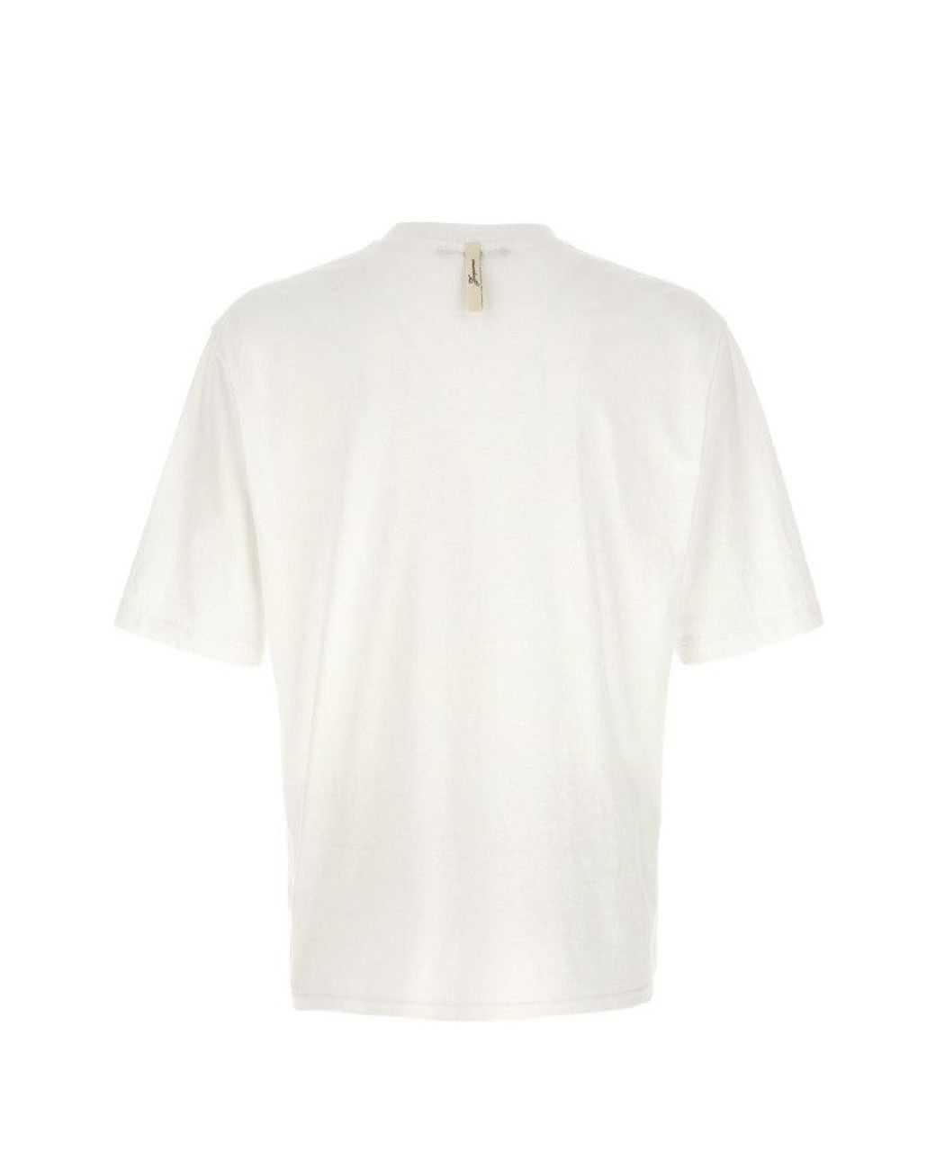 Jacquemus White Silk And Nylon Blend Crew Neck T-Shirt for men
