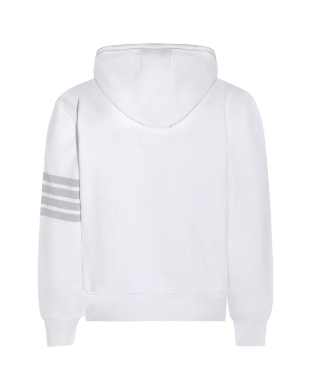 Thom Browne White Stripes Hood Sweatshirt for men
