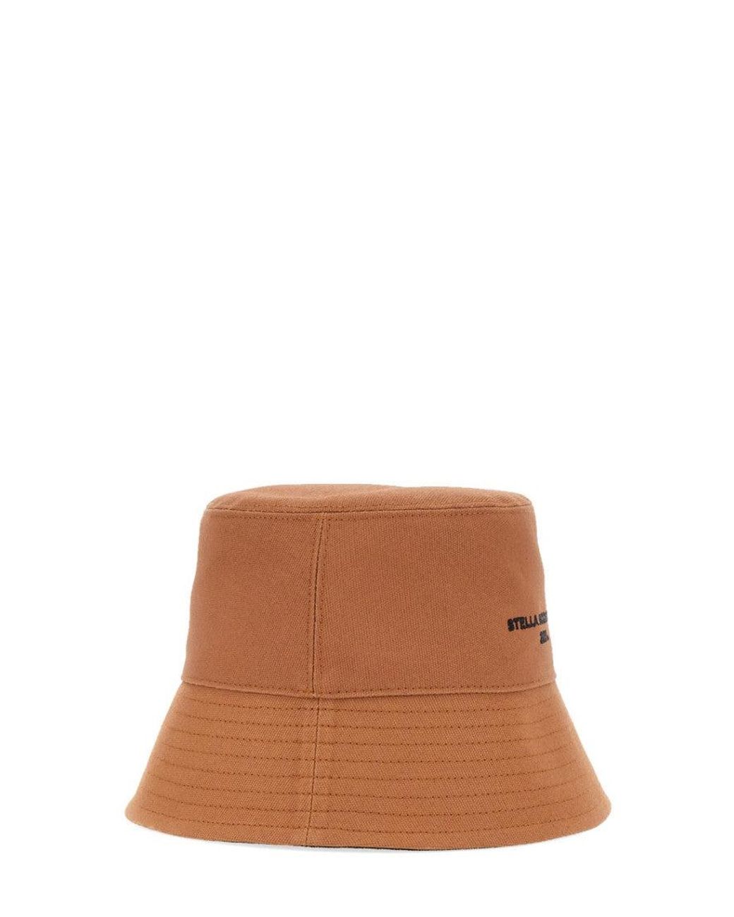 Stella McCartney Brown Camel Logo Bucket Hat