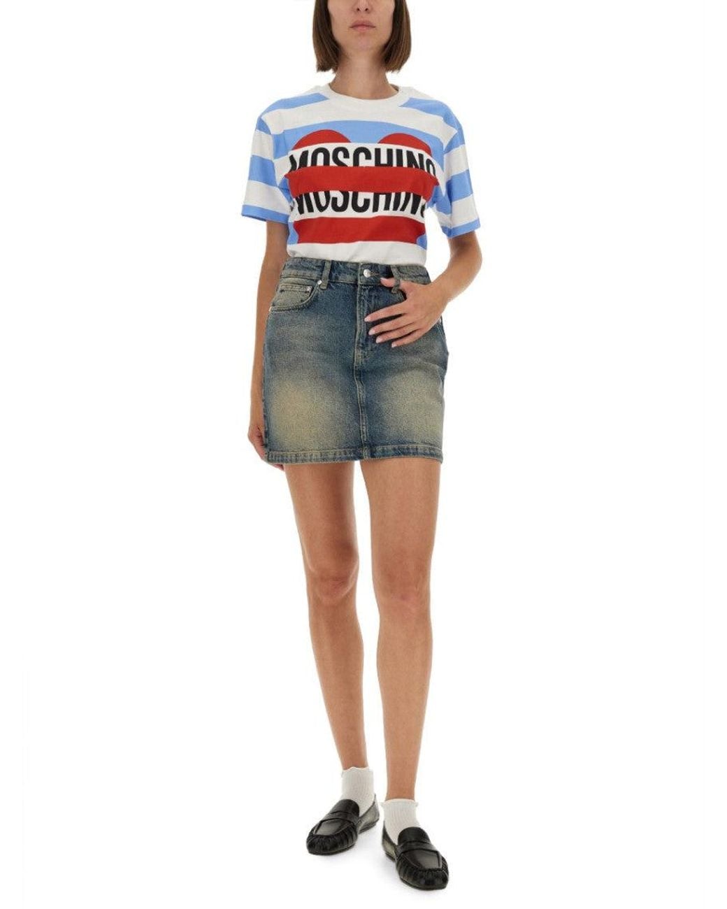 Moschino Blue Denim Solid Mini Skirt