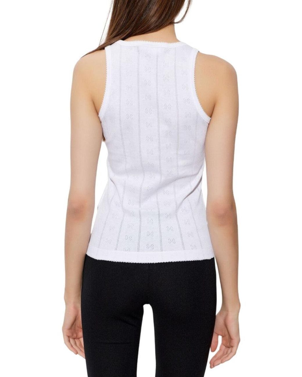 Ganni White Round Neck Top