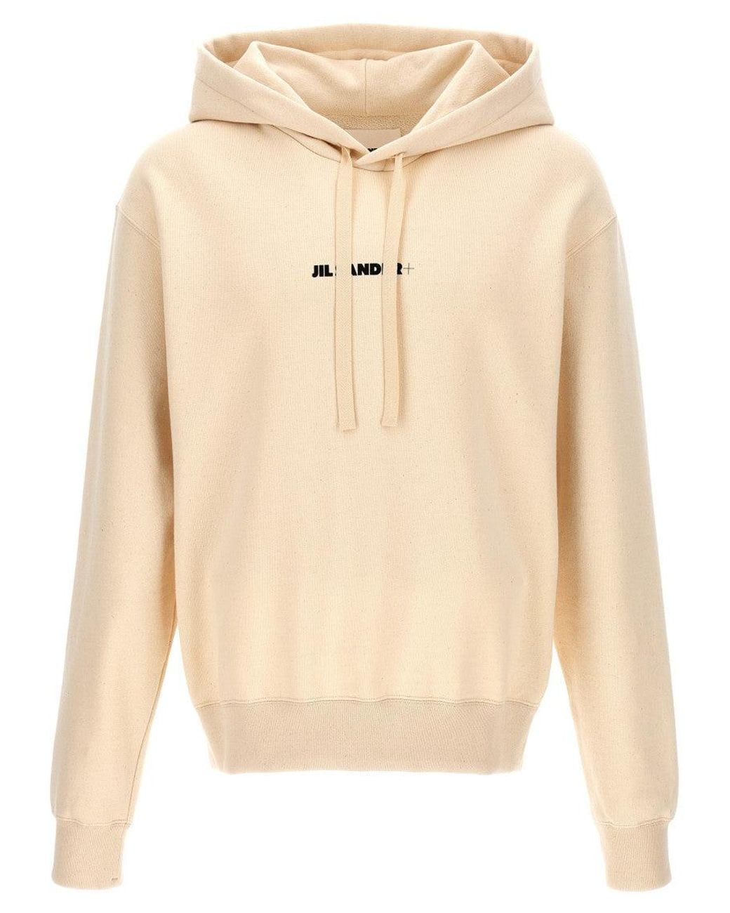 Jil Sander Natural Logo Print Hoodie for men