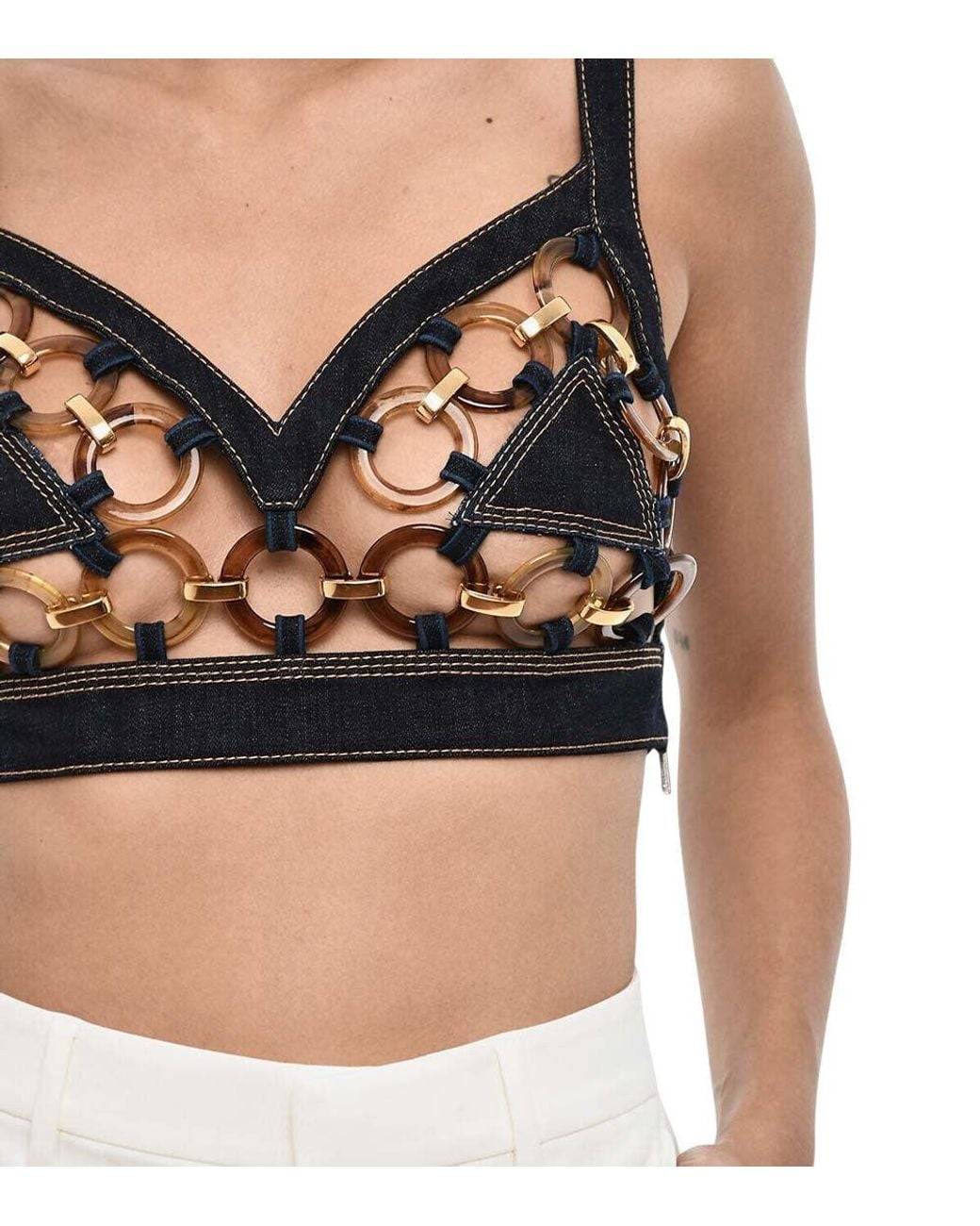DSquared² Black Embellished V Neck Top