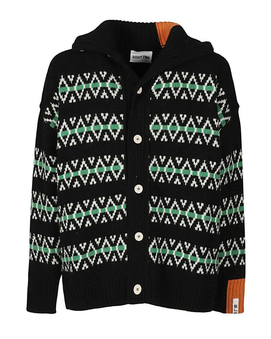 RIGHT FOR Black Wool Jaquard Cardigan for men
