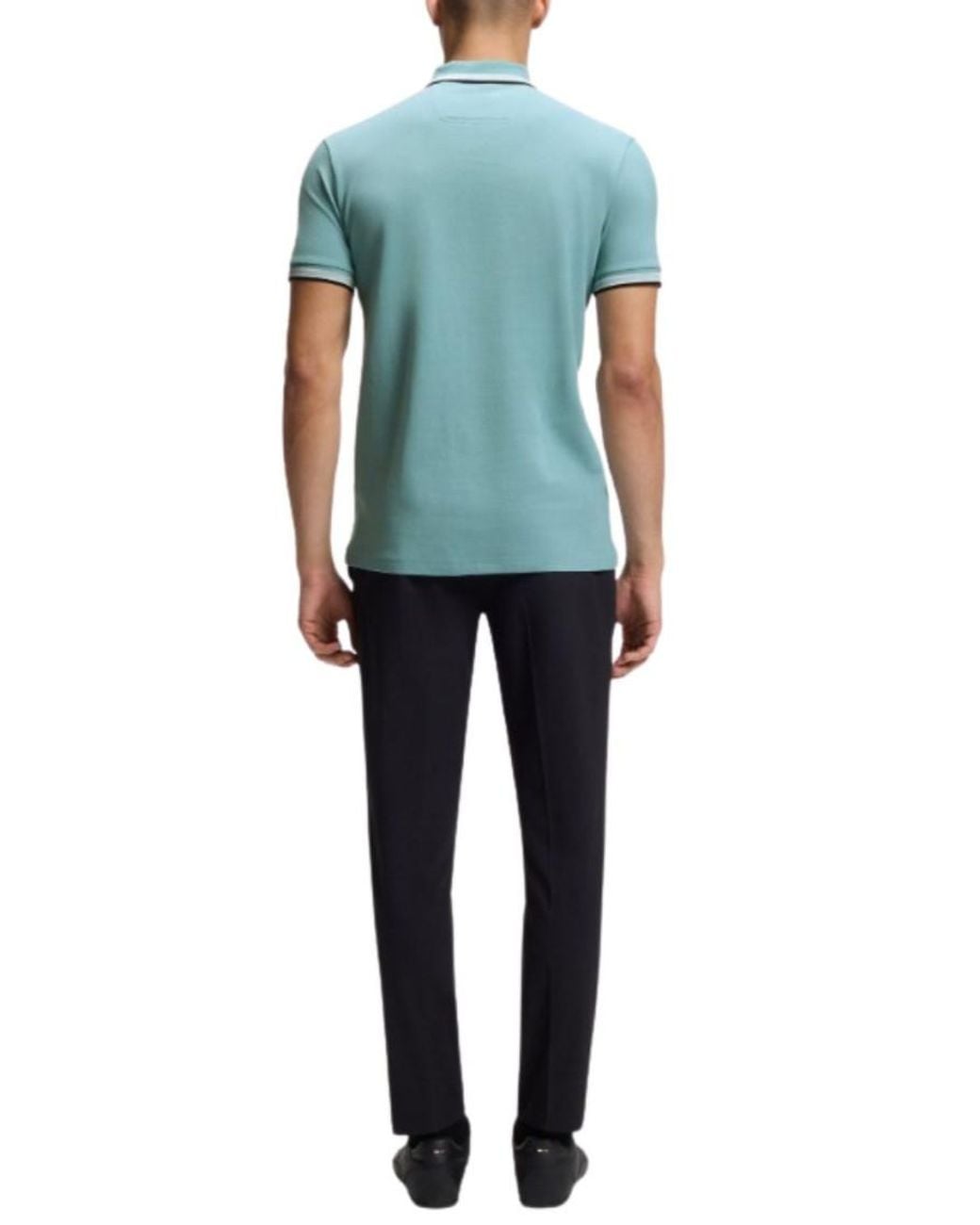 Boss Blue Solid Shirt Collar Polo for men