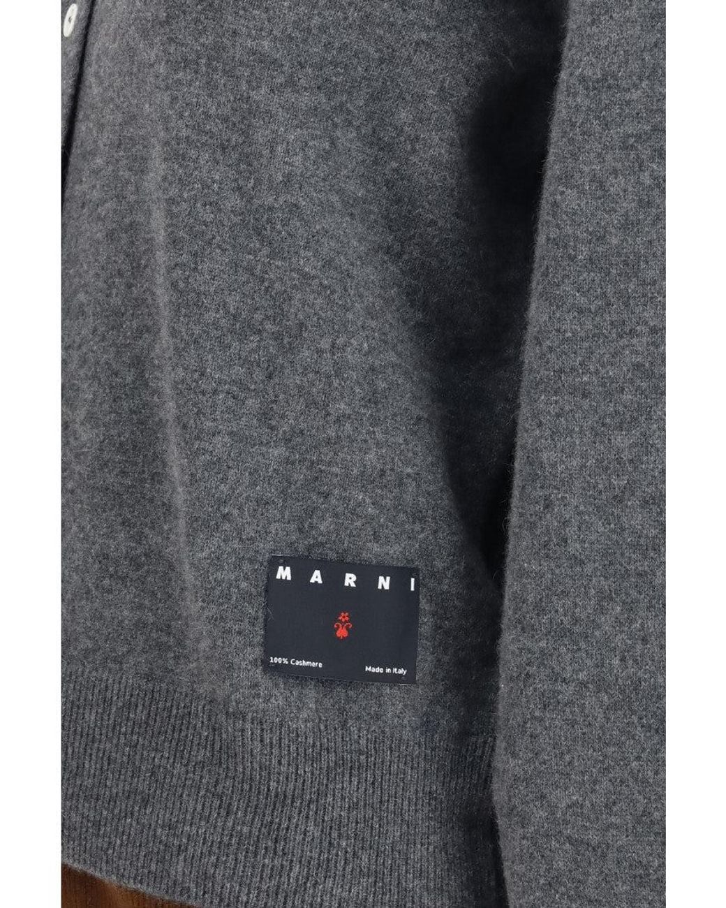 Marni Gray Logo Round Neck Sweater