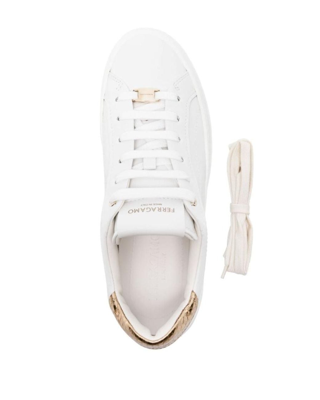 Ferragamo White Platform Leather Sneakers