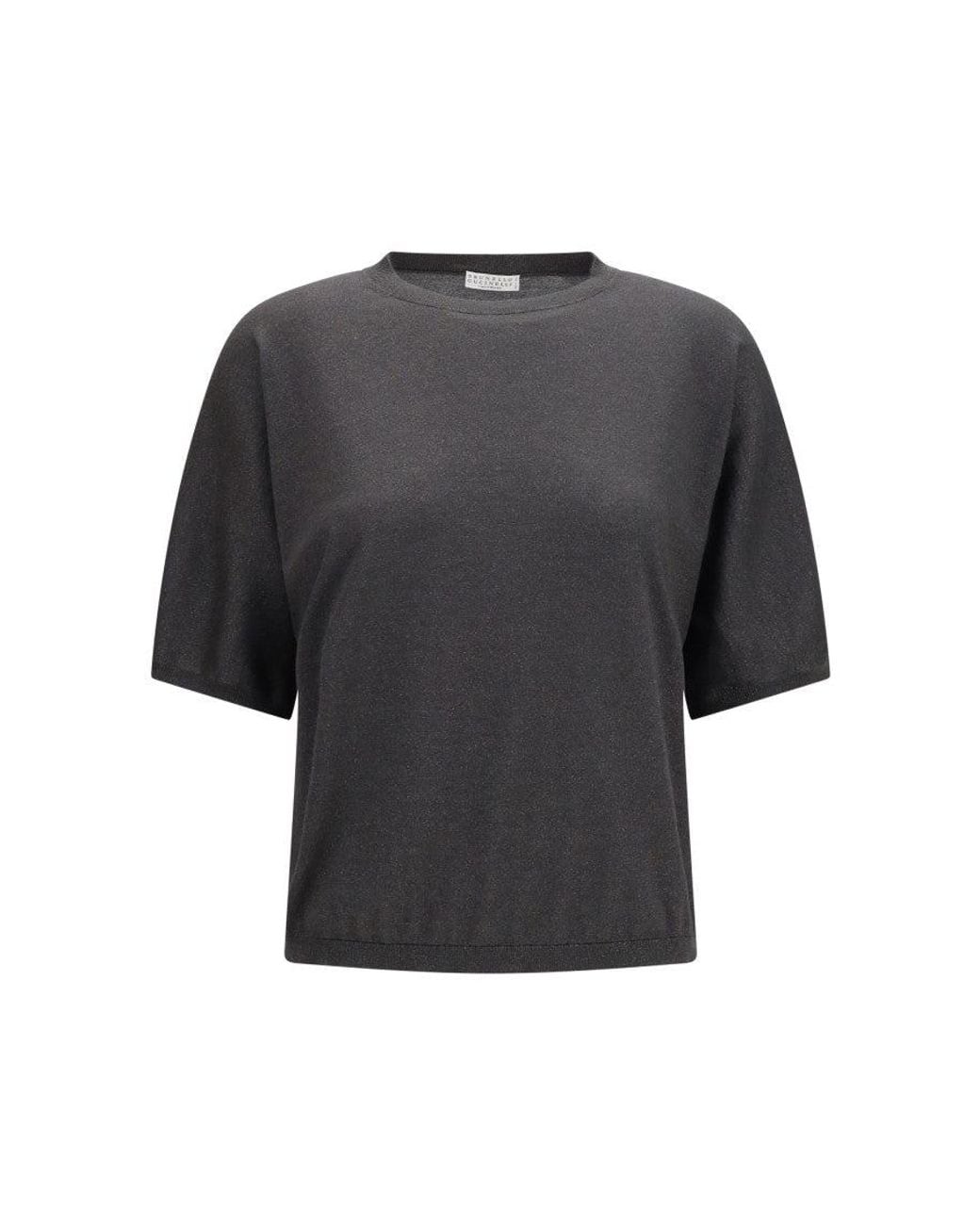 Brunello Cucinelli Gray Solid Round Neck Sweater