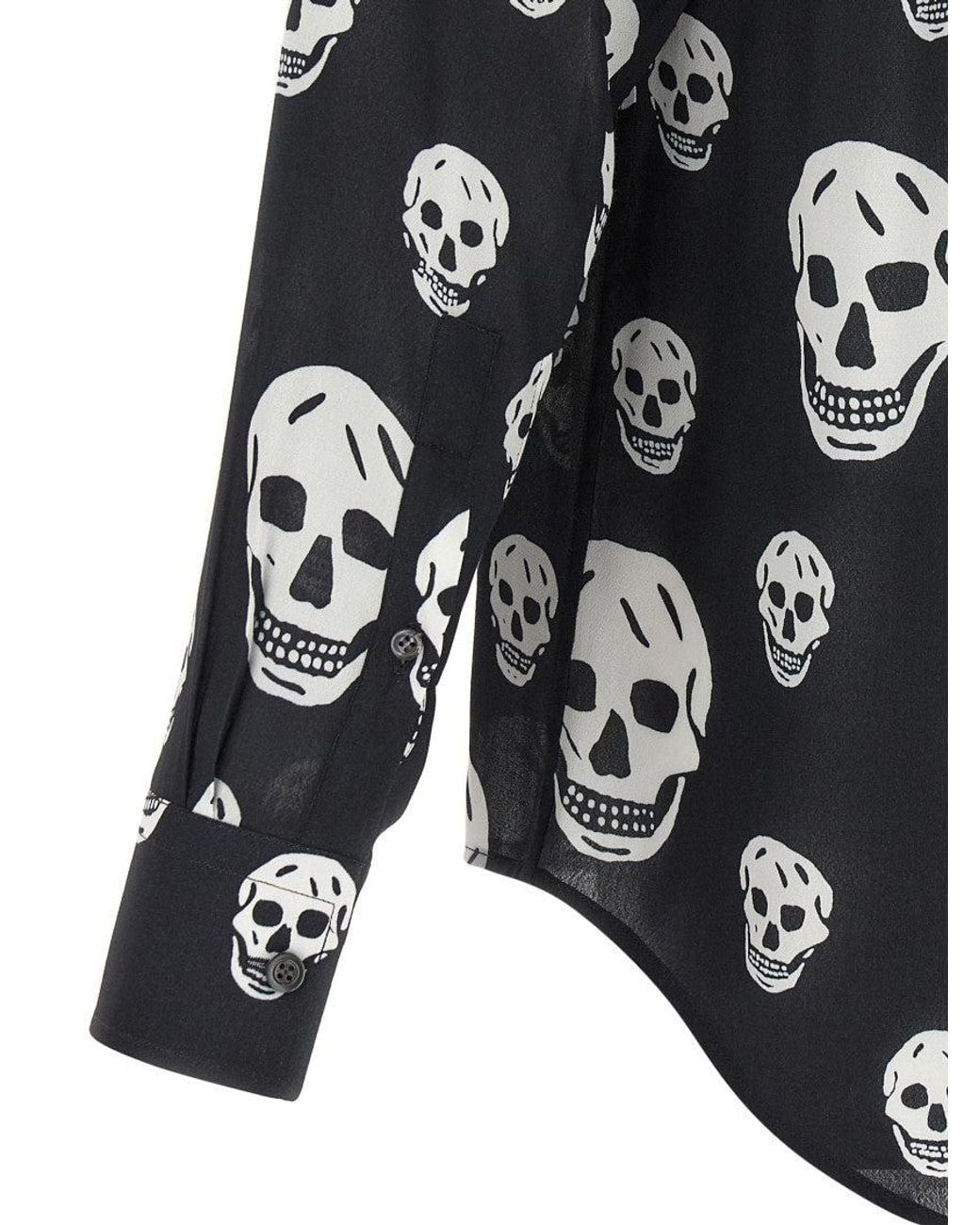 McQueen Black Regular Graphic Shirt for men