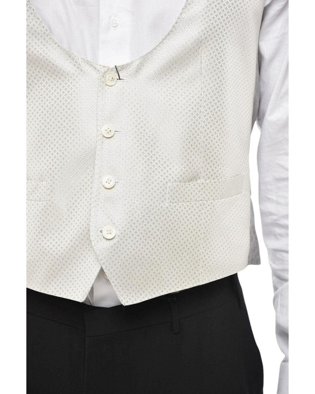 Corneliani White Light Embroidered Waistcoat for men