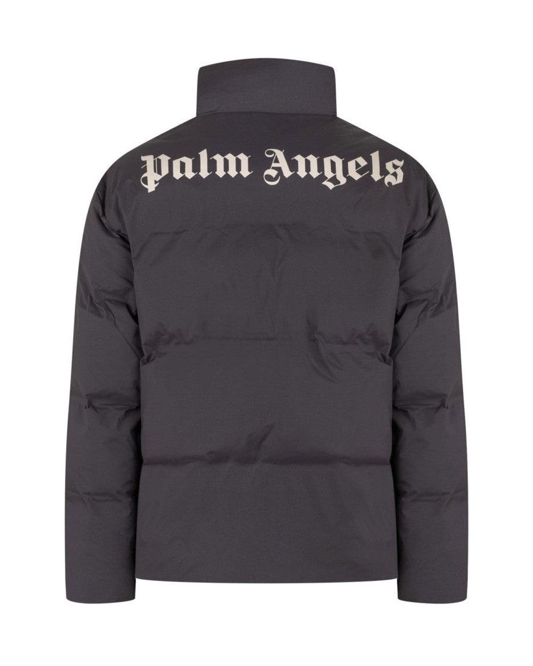 Palm Angels Gray Track Puffer Jacket for men
