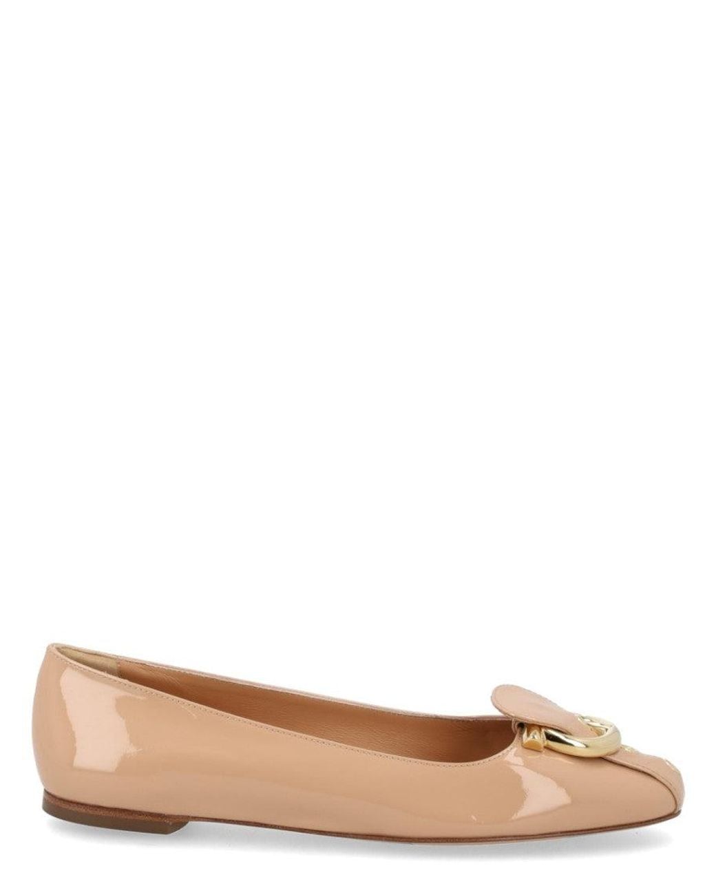 Ferragamo Brown Leather Ballet Flats