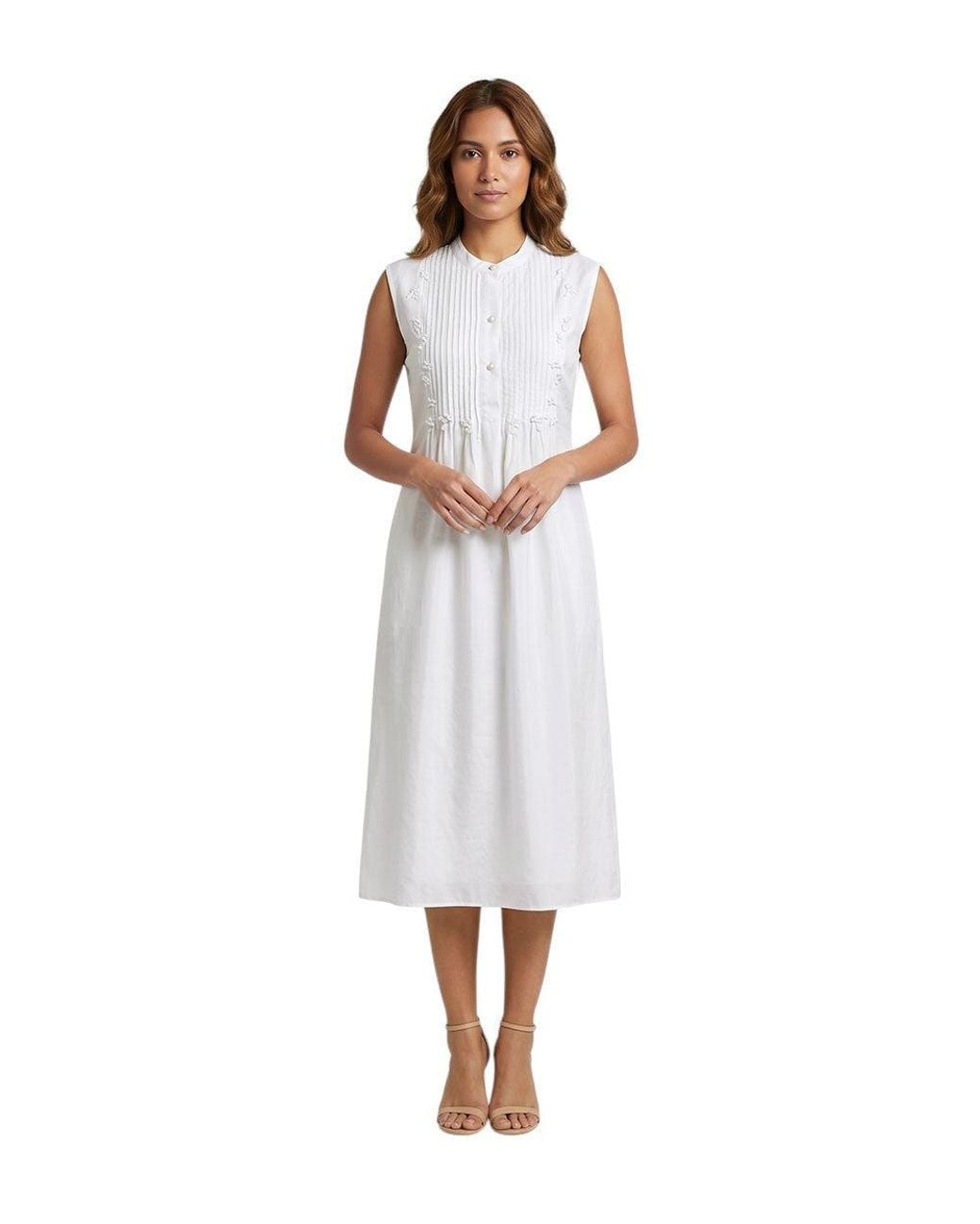 P.A.R.O.S.H. Gray Off Crew Neck Midi Dress