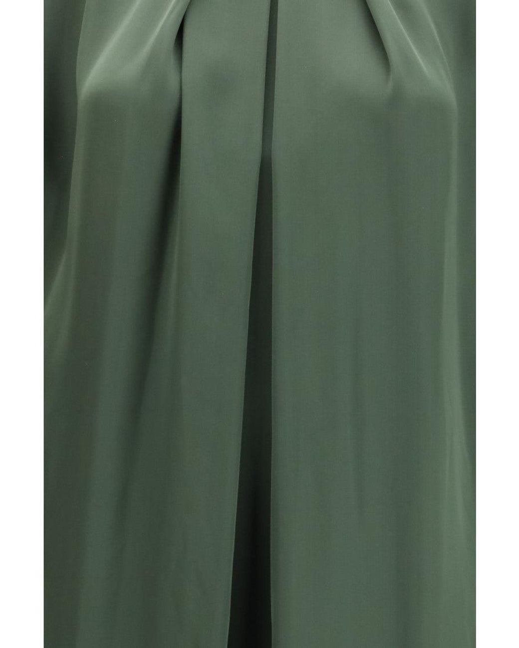 Petar Petrov Green Mandarin Collar Maxi Dress