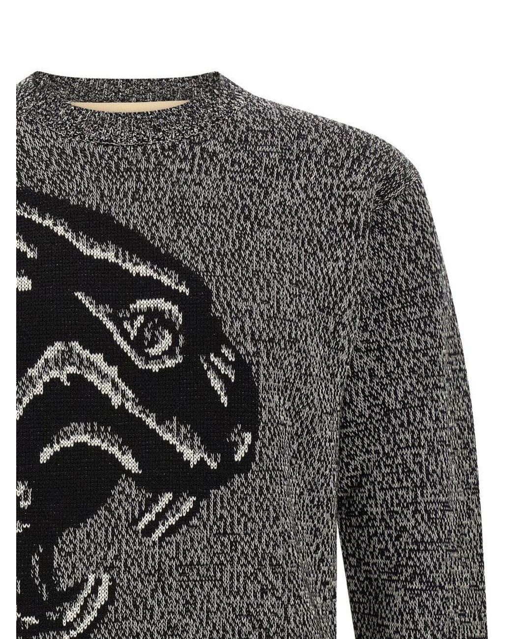 Valentino Gray Knitted Crew Neck Sweater for men