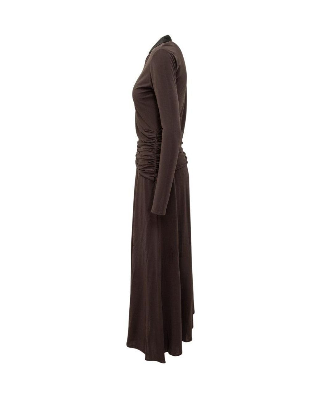 Tory Burch Brown Shirt Collar Maxi Dress