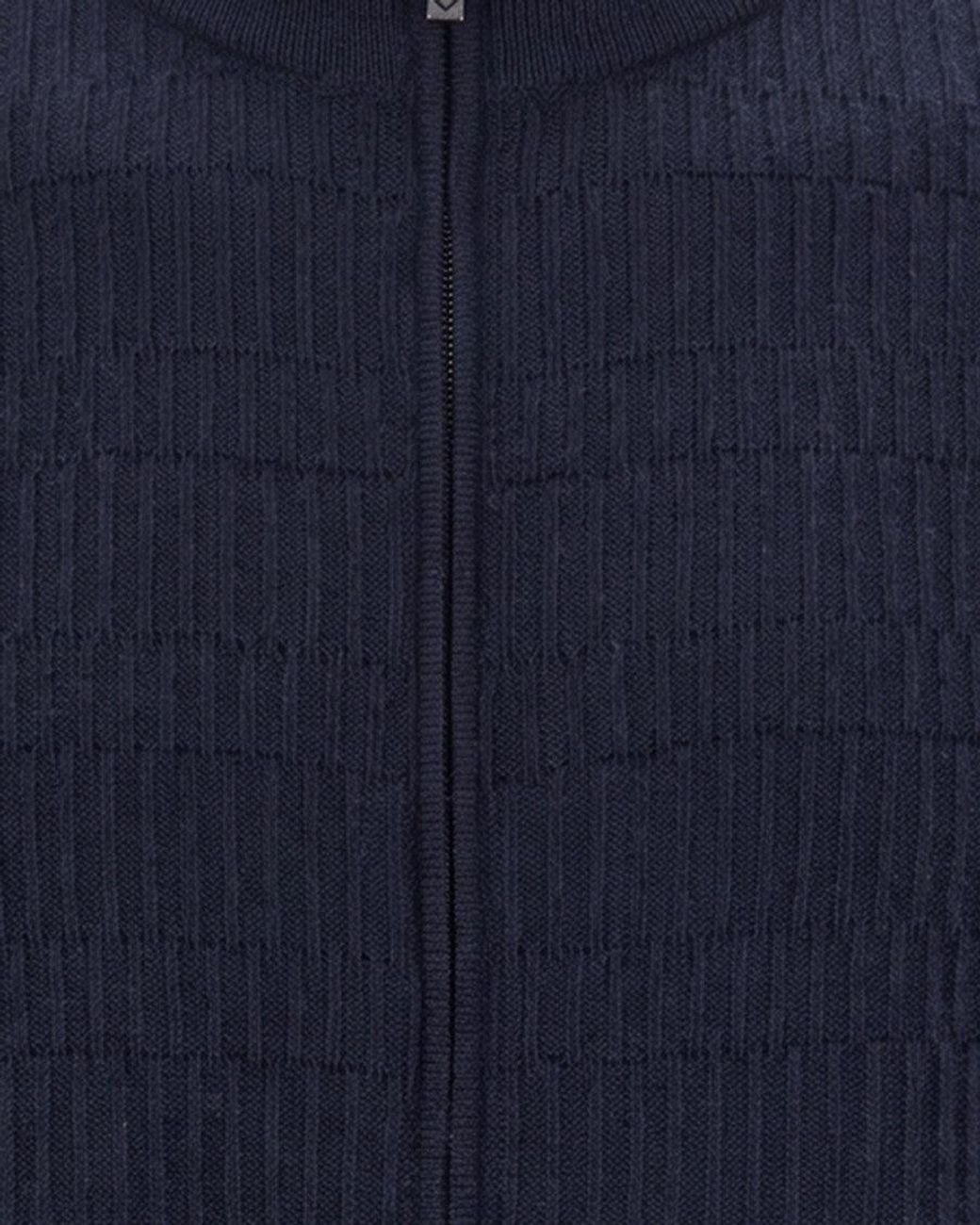 Emporio Armani Blue Mock Collar Cardigan for men