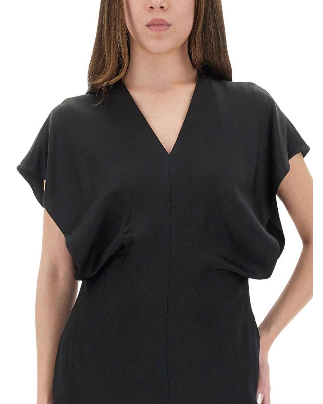 Stella McCartney Black V Neck Midi Dress