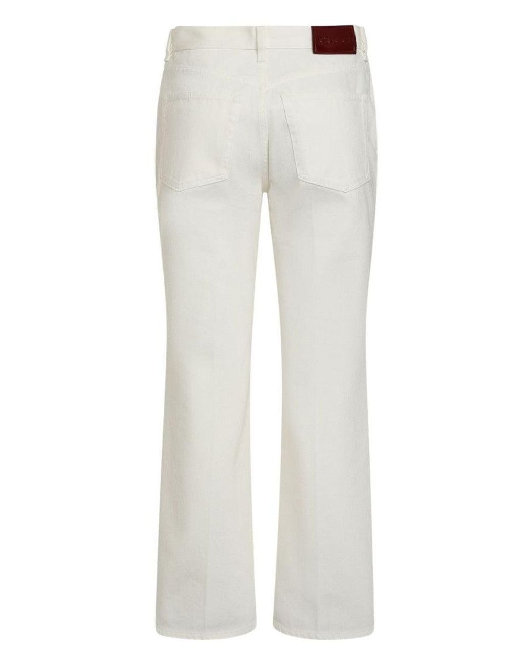 Gucci White Trumpet Denim Cotton Jeans