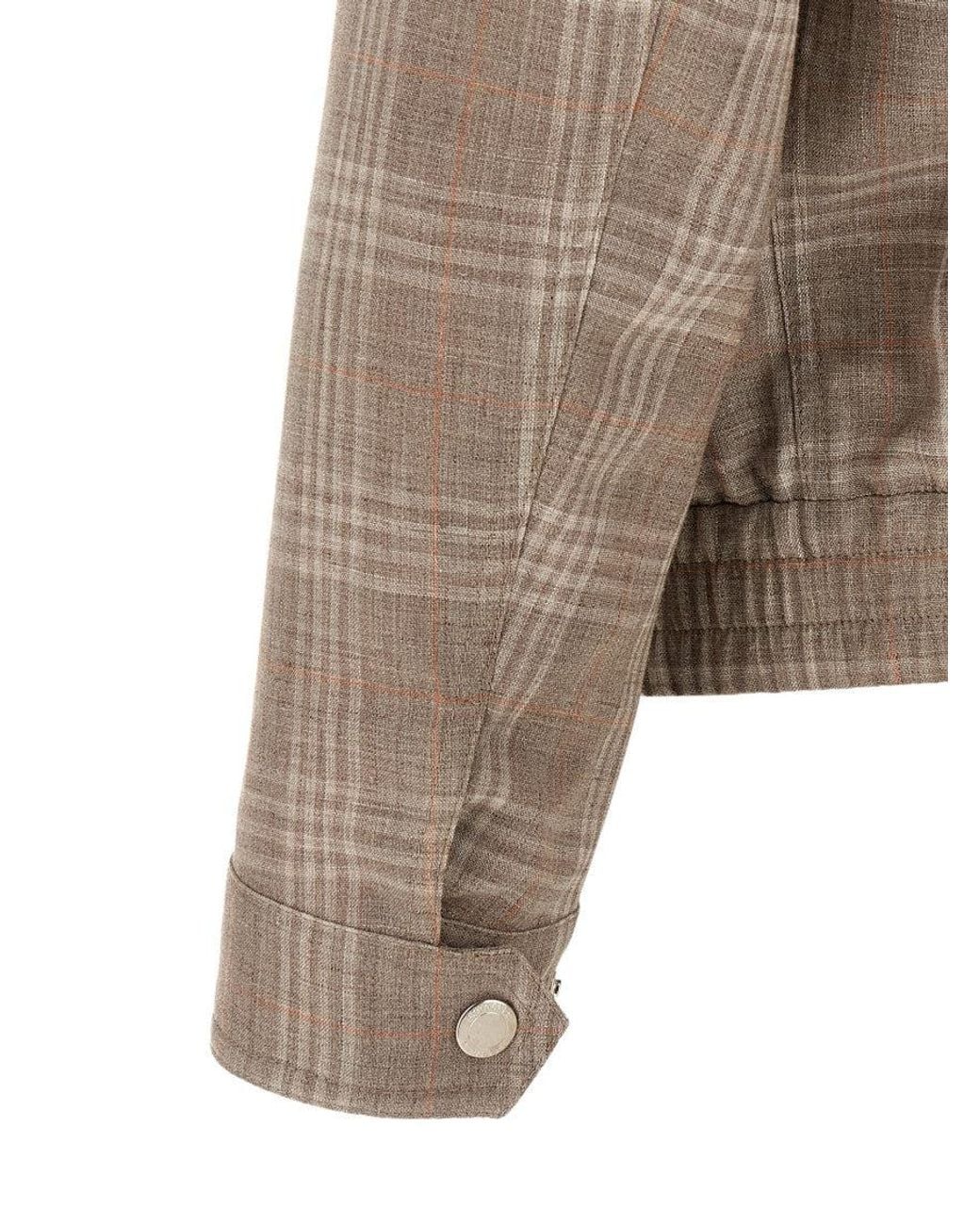 Brunello Cucinelli Brown Plaid Regular Jacket for men