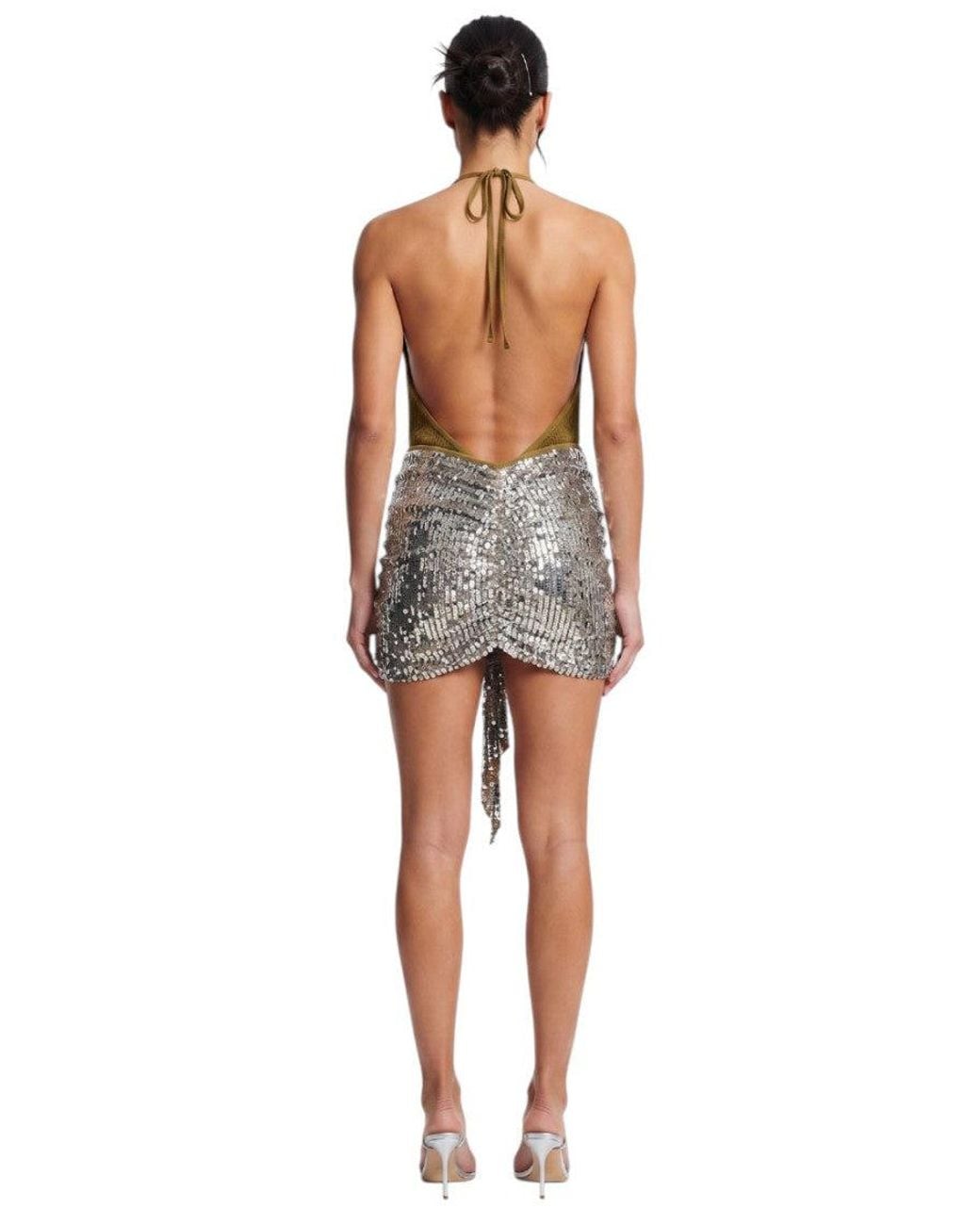 DSquared² Metallic Embellished Halter Neck Mini Dress