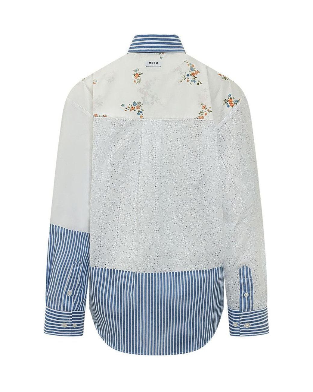 MSGM Blue Relaxed Patchwork Shirt