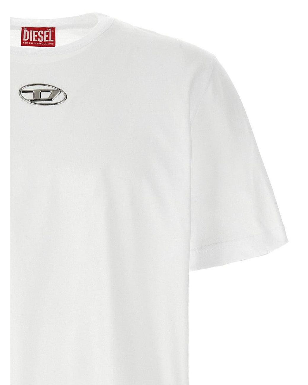 DIESEL White Regular Logo T-Shirt for men