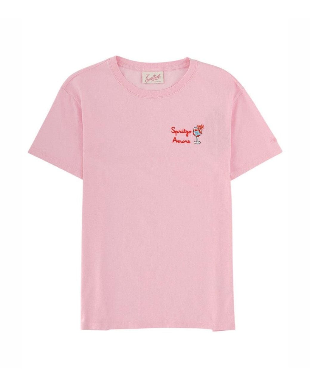 Mc2 Saint Barth Pink Graphic Crew Neck T-Shirt