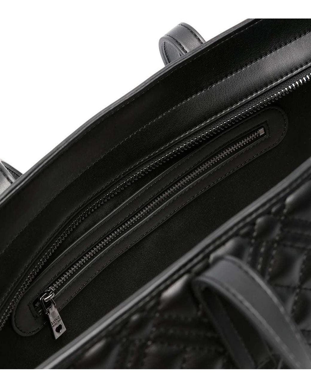 Love Moschino Black Log Top Zip Large Tote
