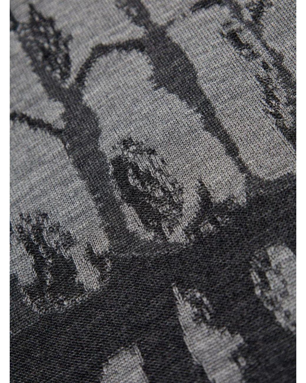 McQueen Gray Skull-Intarsia Sweater for men