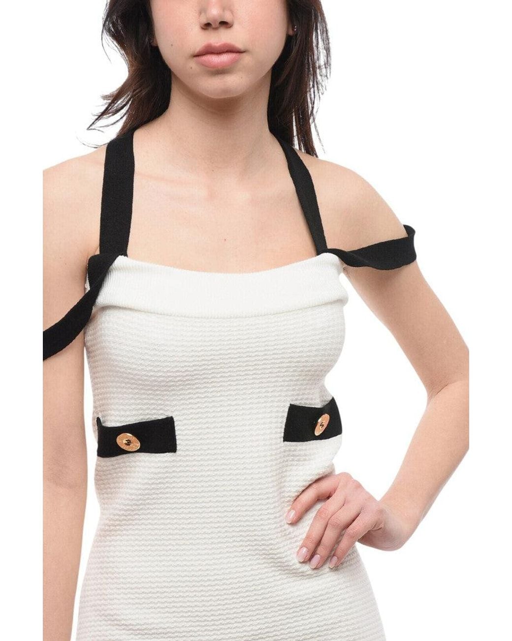 Patou White Textured Strapless Mini Dress