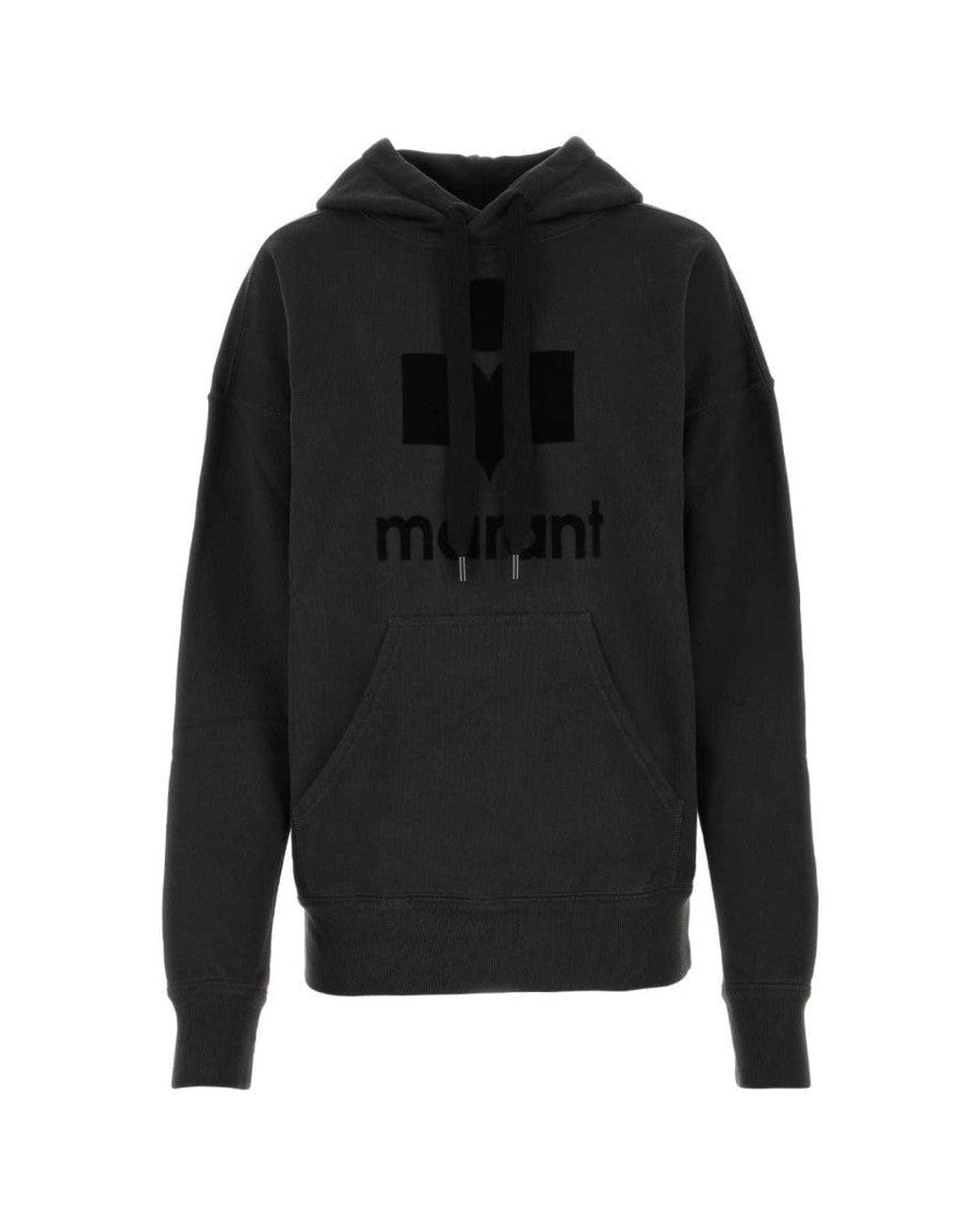 Isabel Marant Black Cotton Mansel Hoodie Sweatshirt With Front Logo
