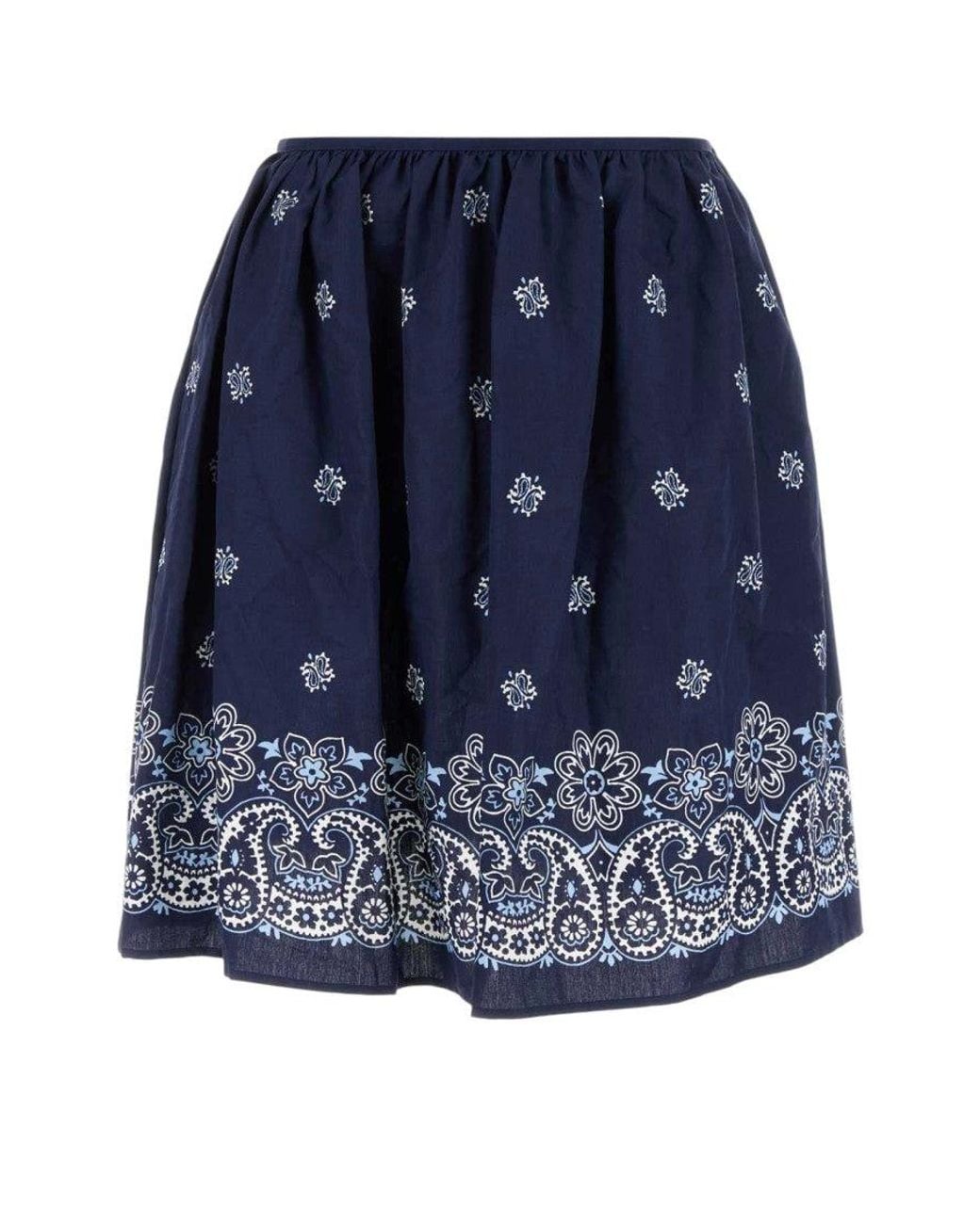 Miu Miu Blue Printed Knee Length Skirt