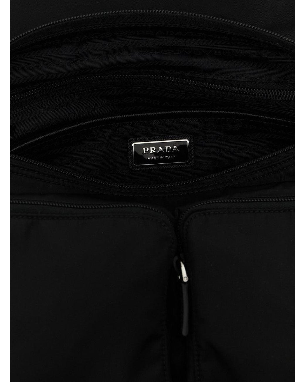 Prada Black Logo Large Messenger Bag for men