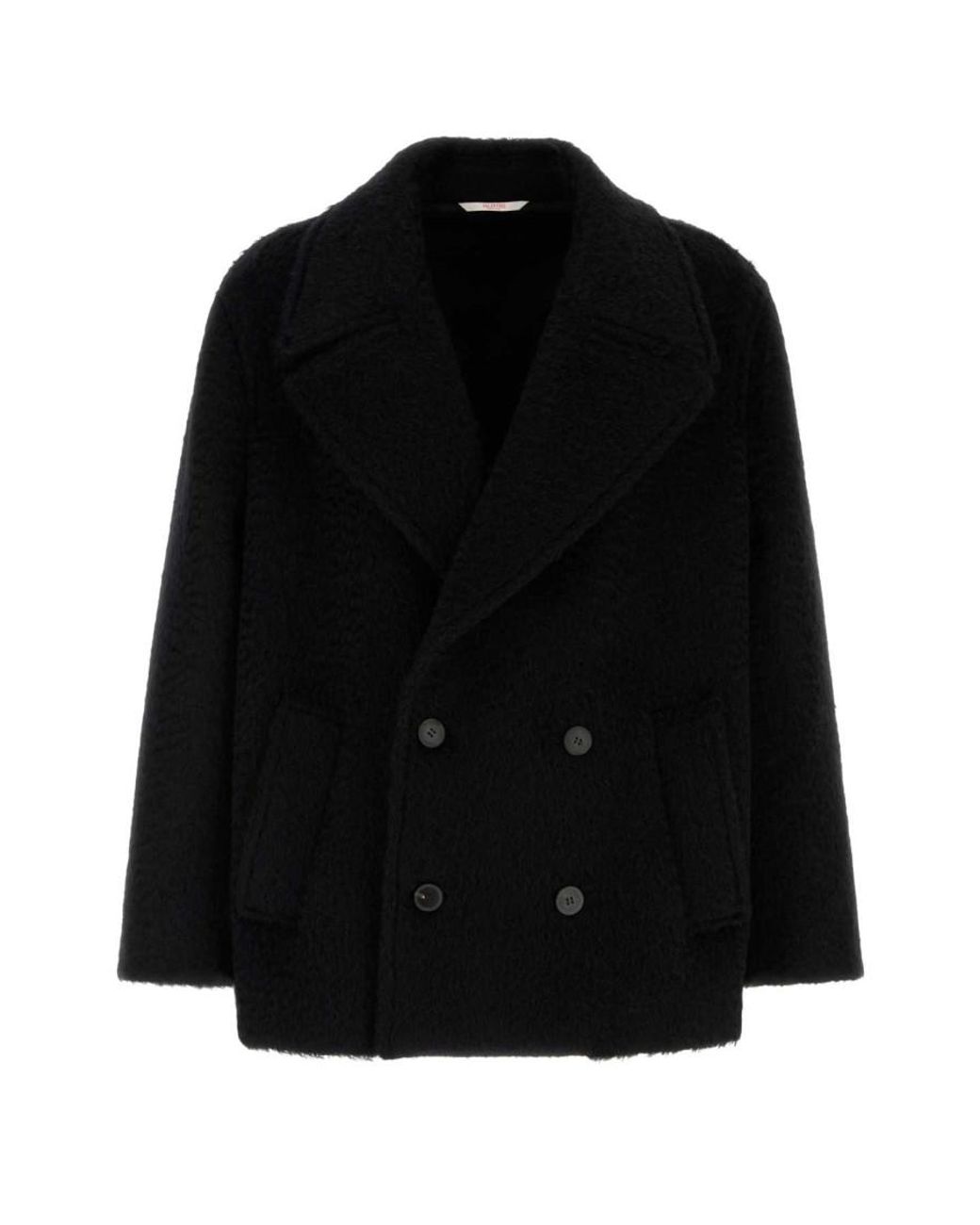 Valentino Black Mohair Wool Two-Button Coat for men