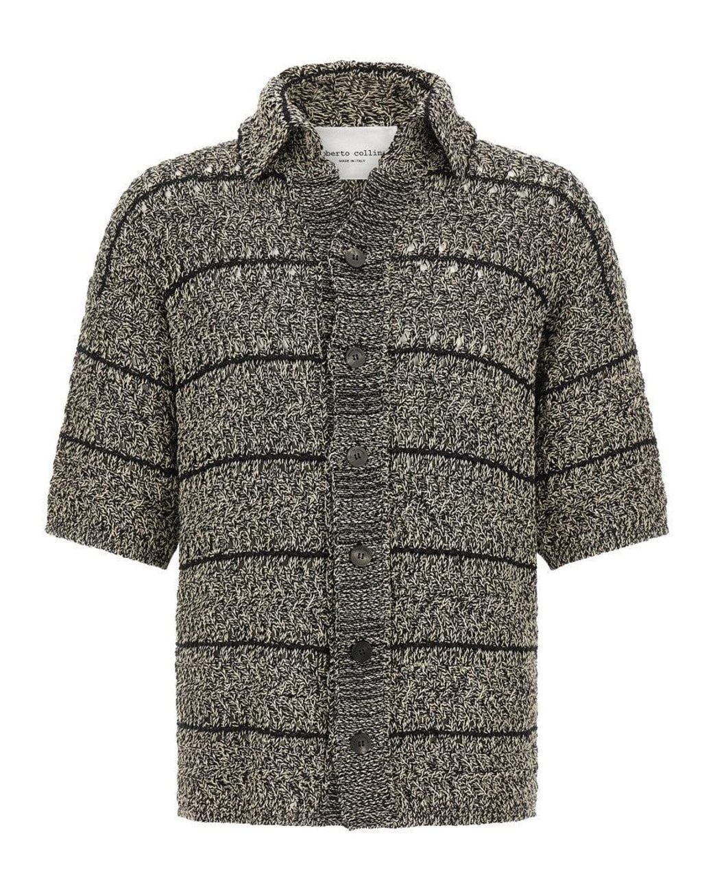 Roberto Collina Gray Mouliné Insert Cardigan for men