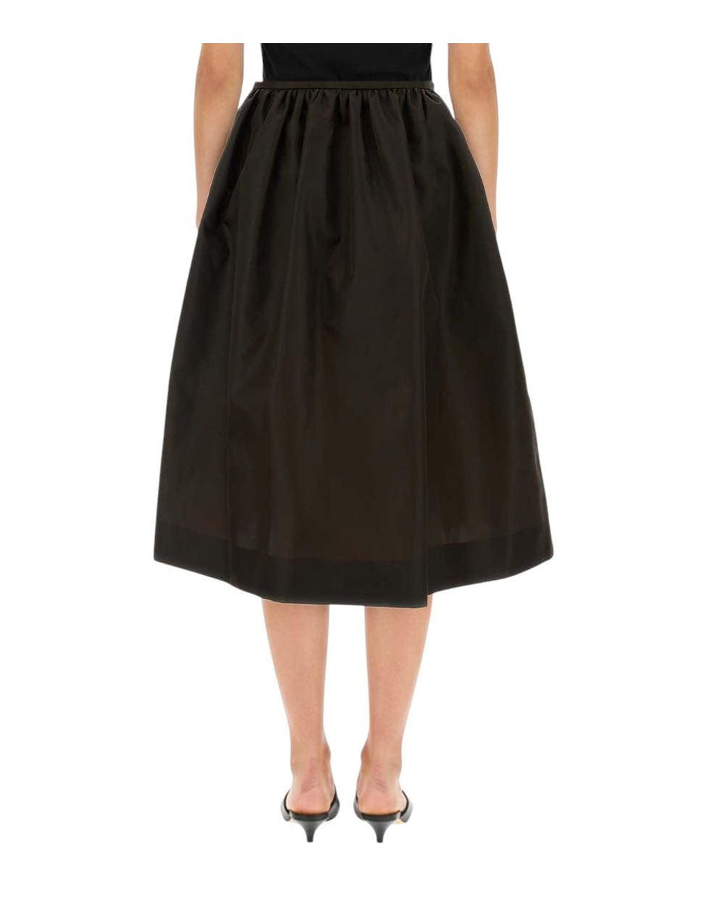 Miu Miu Black Solid Calf Length Skirt