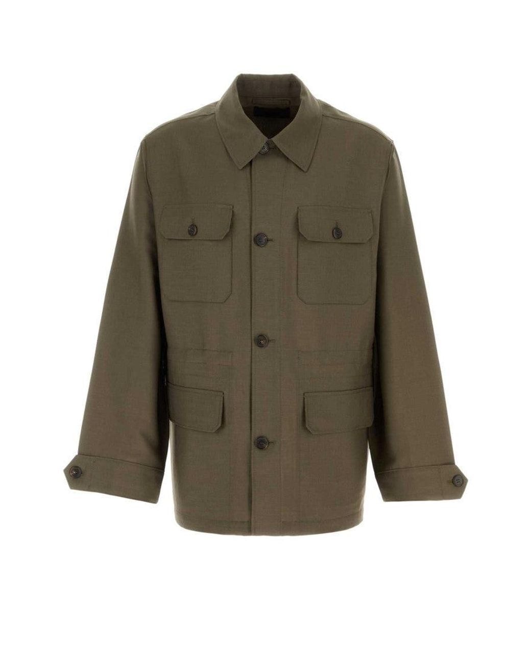 Prada Green Shirt Collar Jacket for men