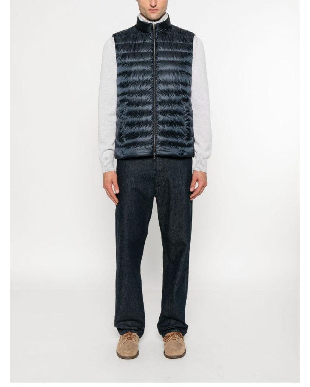 Herno Blue Nylon Vest for men