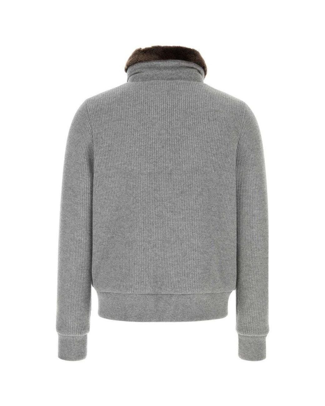 Moorer Gray Mock Collar Jacket for men