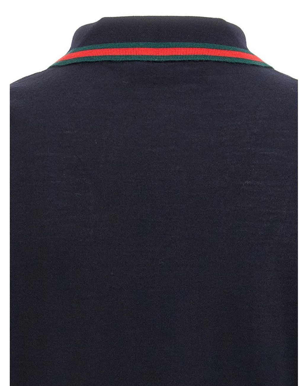 Gucci Blue Web Ribbon Polo for men