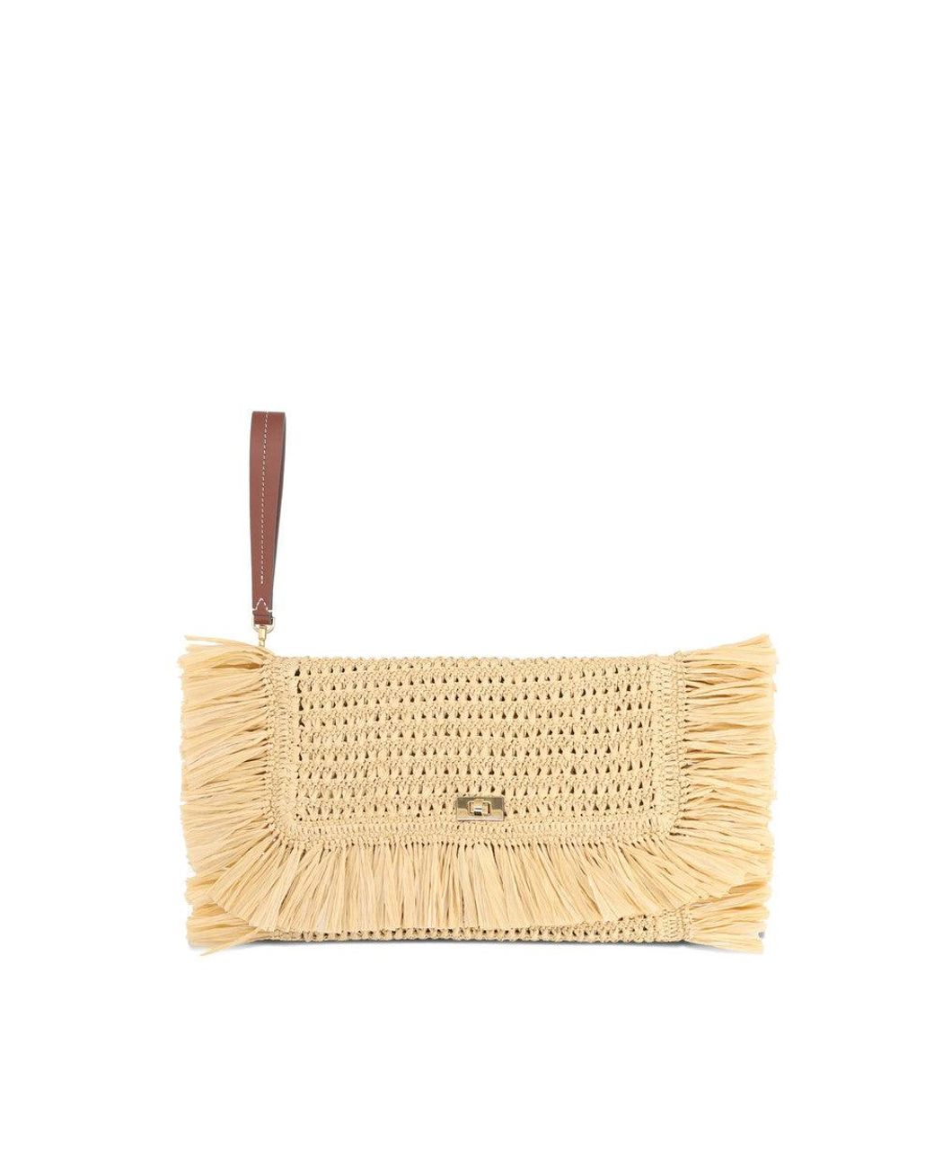 Anya Hindmarch Natural Fringed Clutch