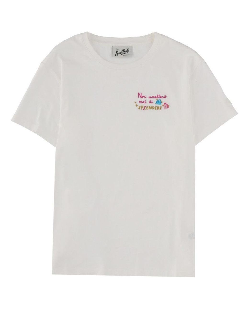 Mc2 Saint Barth White Graphic Crew Neck T-Shirt