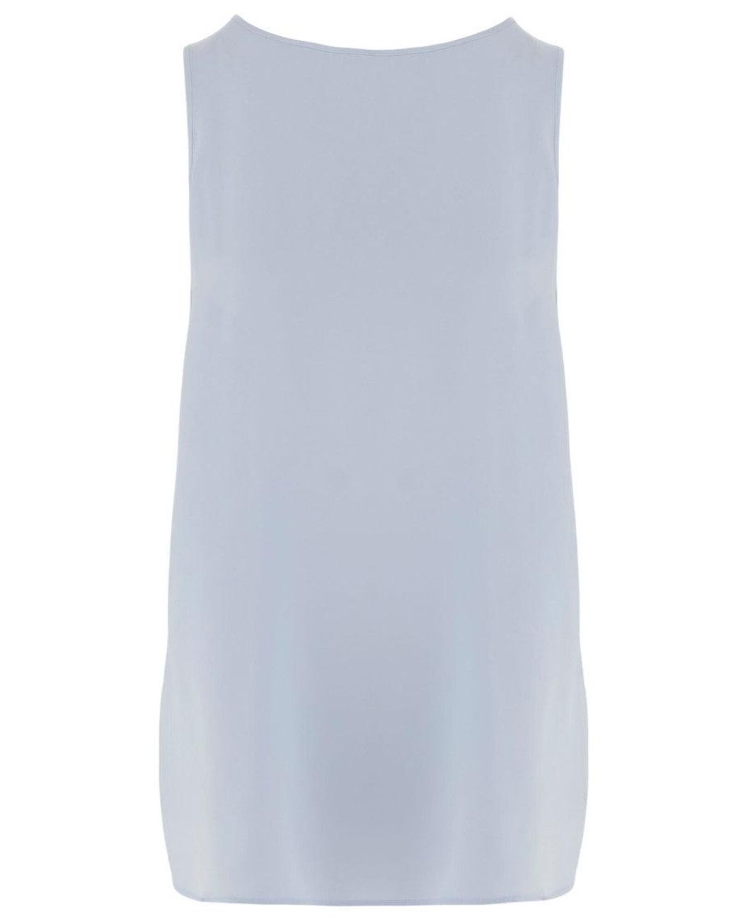 Allude Blue Light Solid Round Neck Top