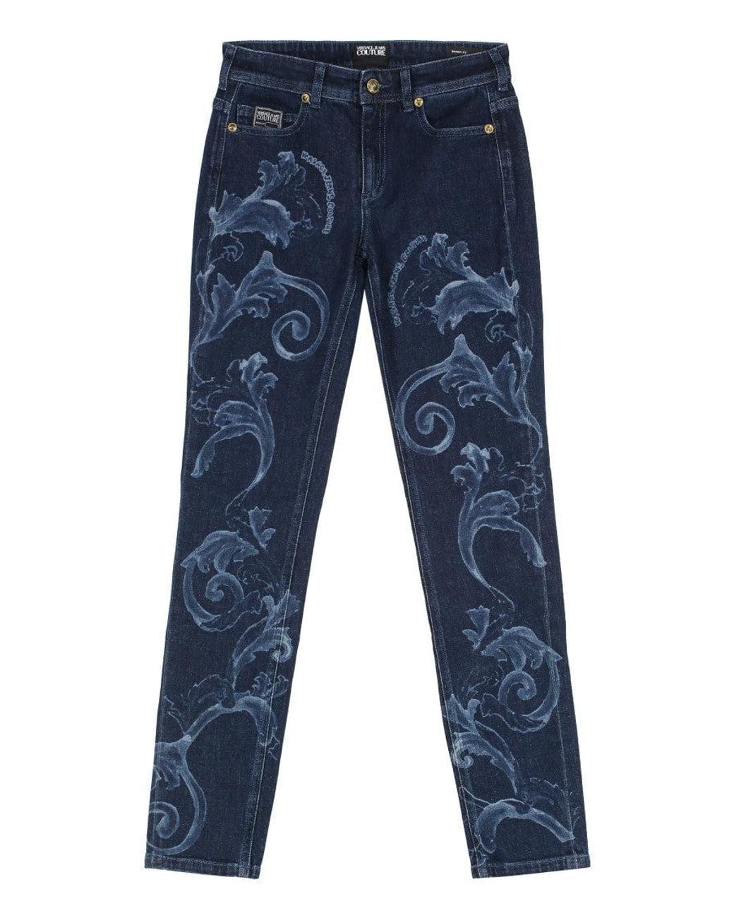 Versace Jeans Couture Blue Printed Denim Jeans